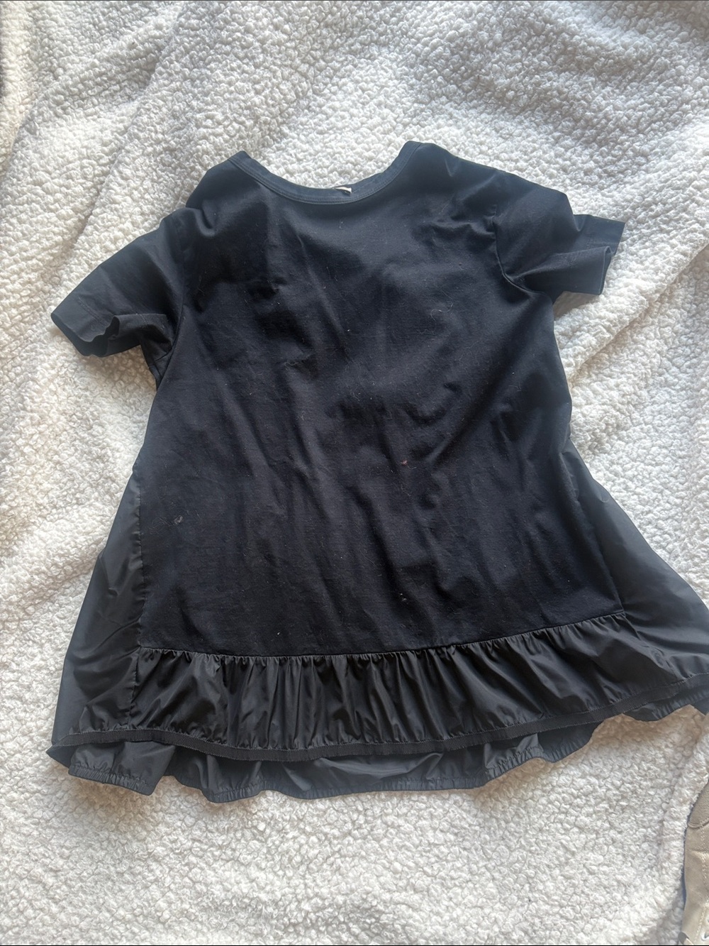 Herno Black Short Sleeve Tee with Ruffle Hem